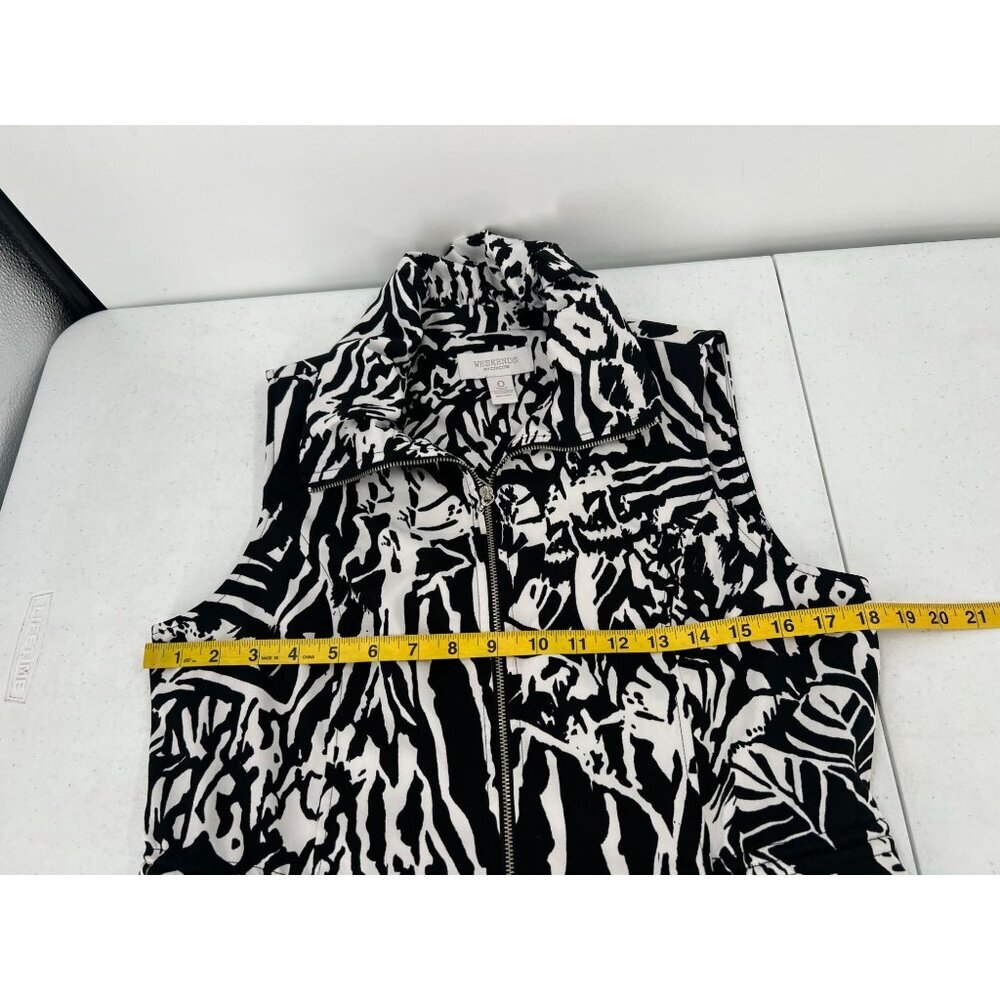 Chico's Women 0 (US S)‎ Zebra Print Sleeveless Zip-Up Vest Jacket Layering - Picture 4 of 6